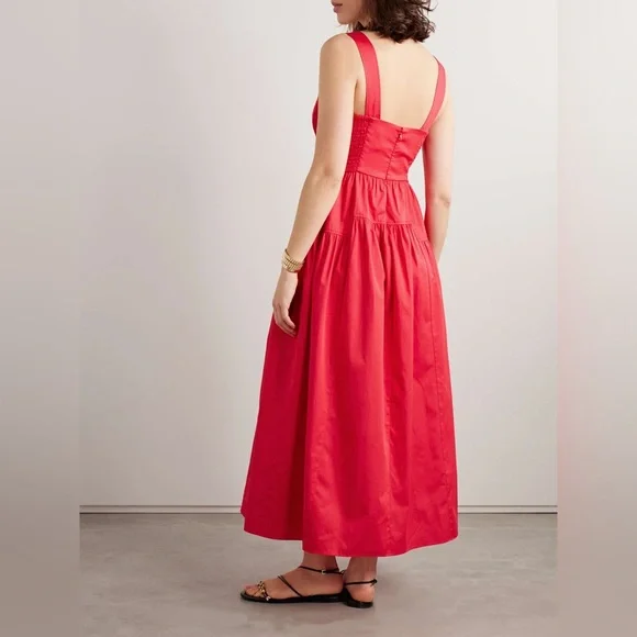 La Ligne NWT Solid Marceline Cotton Poplin Dress in Poppy XL - Picture 2 of 14